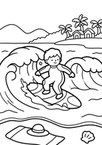 Cozy Coloring Kawaii Beach | PDF Printables for Stress Relief