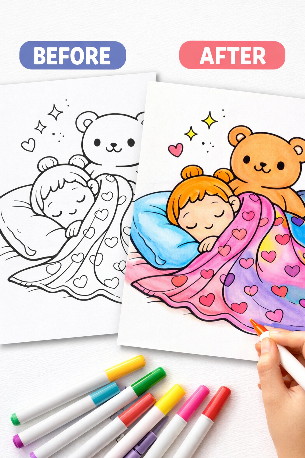 Cozy Coloring Pages for Stress-Relief | 25 Kawaii Self Care PDF Printables