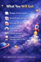 Low Poly Space Coloring Pages PDF | 50 Relaxing Printable Scenes