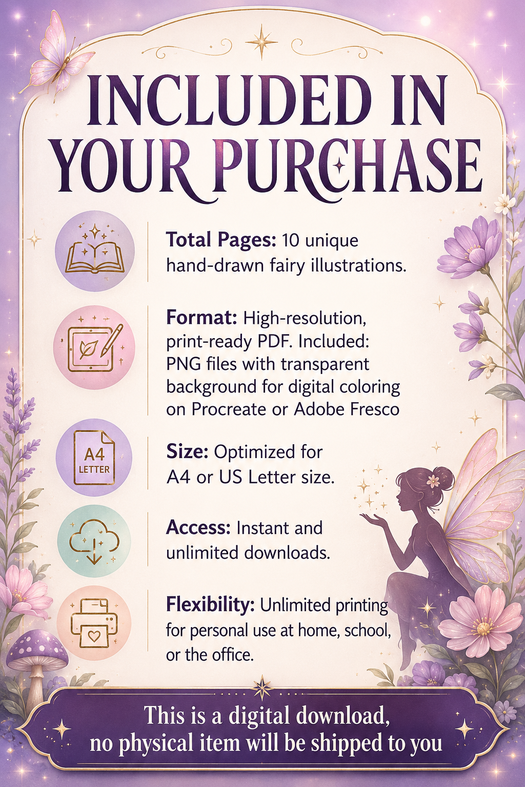 Bold and Easy Cozy Fairy Fantasy Coloring Pages for Adults (Set 1)