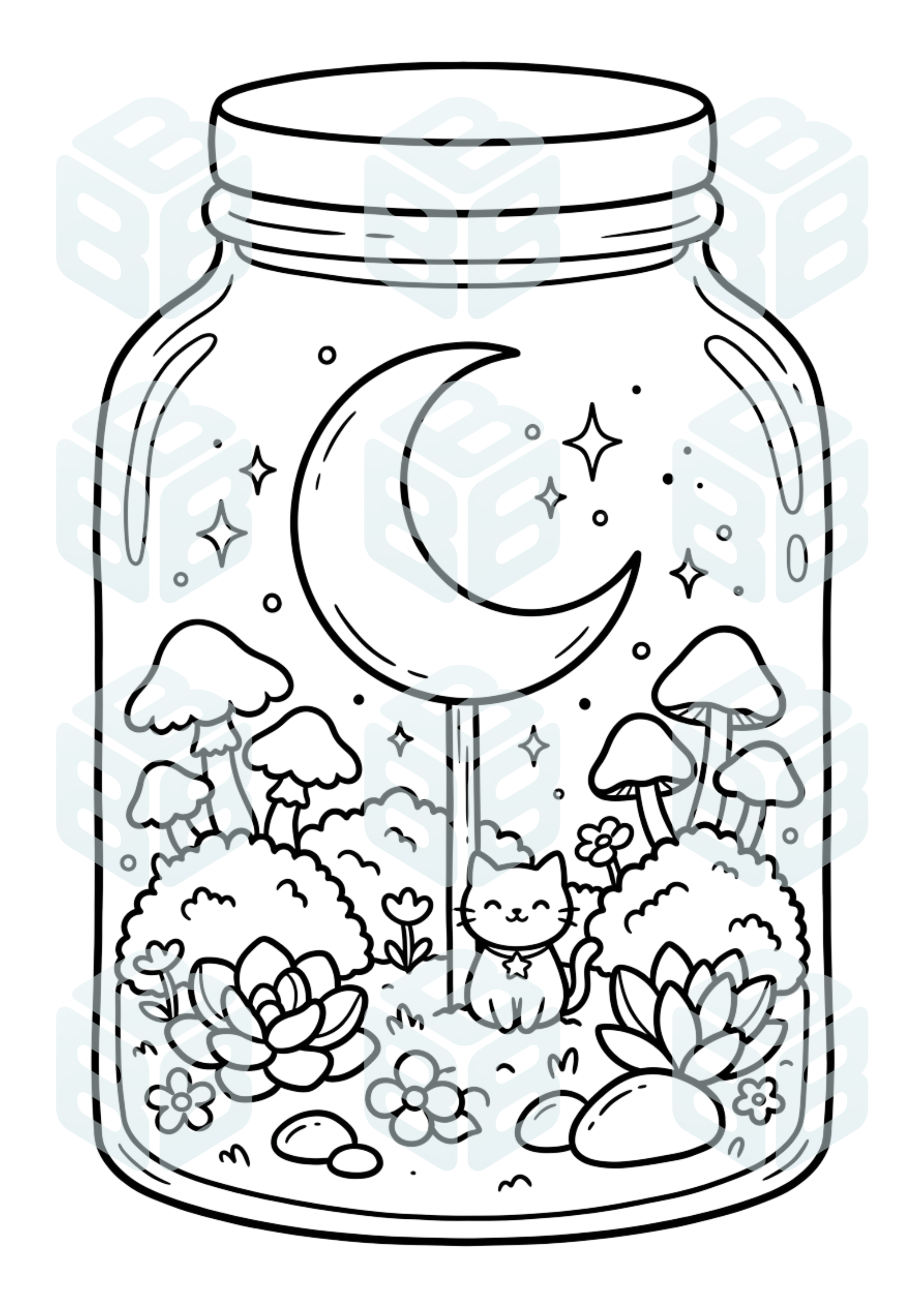 Kawaii Terrarium Coloring Pages: Stress-Free Cottagecore for Adults & Teens