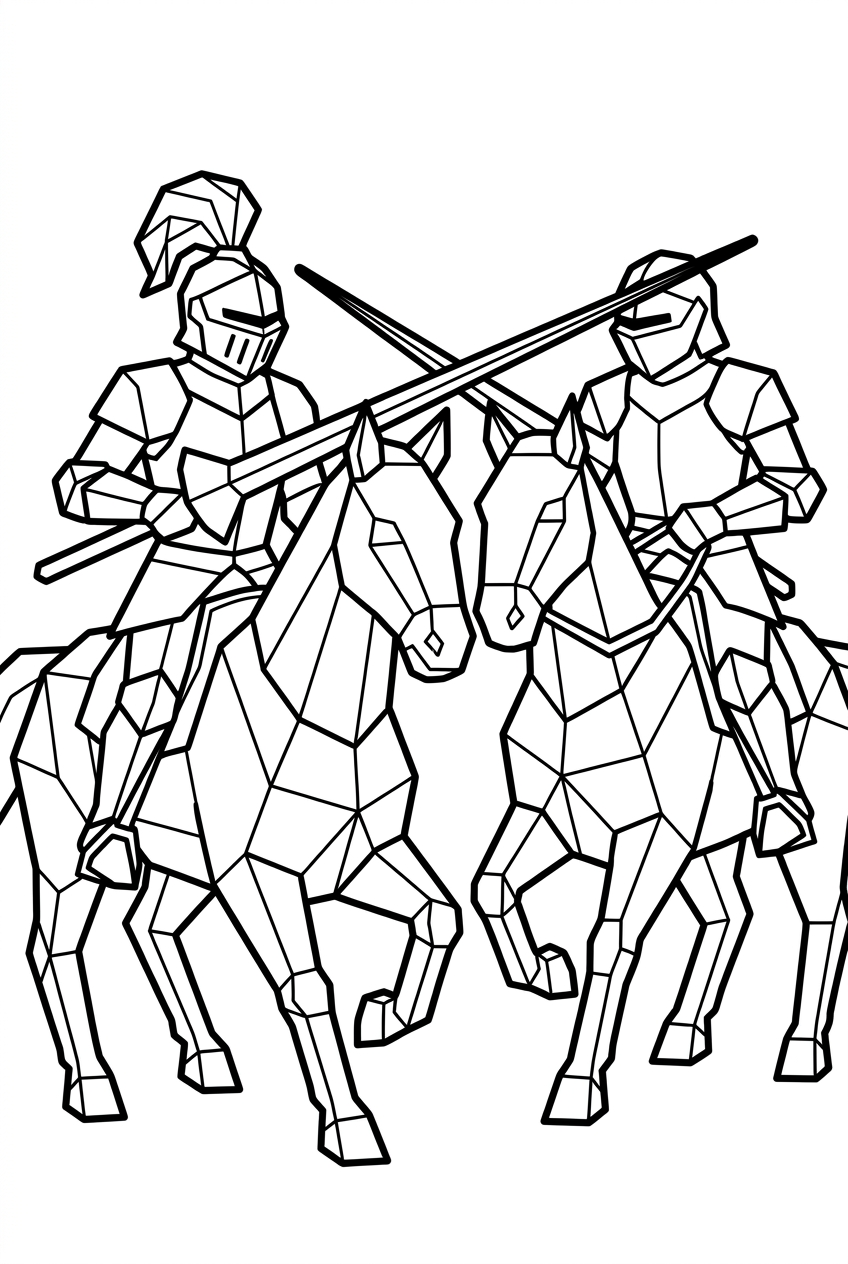 Low Poly Coloring Pages Bundle | 150 Relaxing PDF Prints