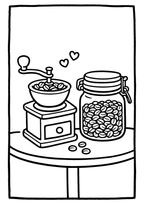 Cozy Coloring Kawaii Cafe | PDF Printables for Stress Relief