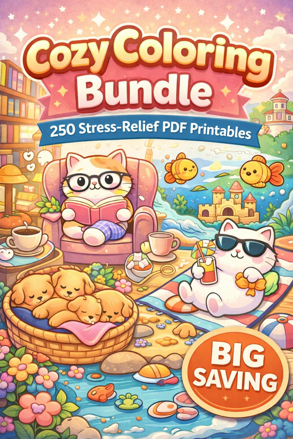 Cozy Coloring Bundle | 250 Kawaii Coloring Pages PDF Printables