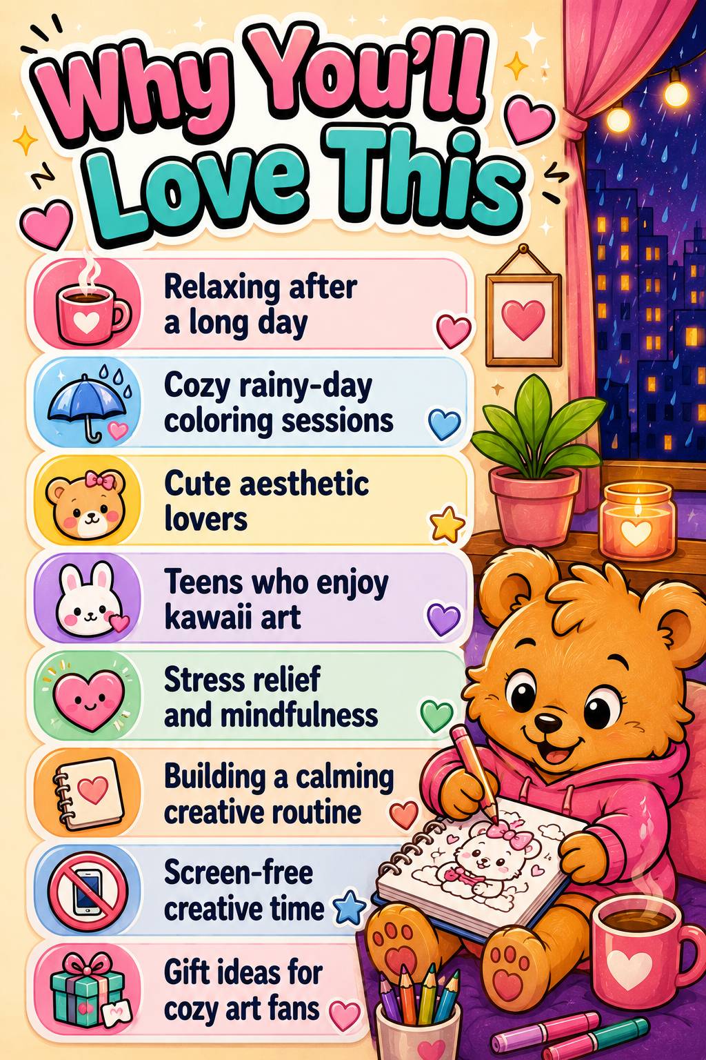 Cute Animal Coloring Pages for Teens | Cozy Apartment Fun PDF