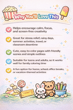 Cozy Coloring Kawaii Funfair | PDF Printables for Stress Relief & Joy