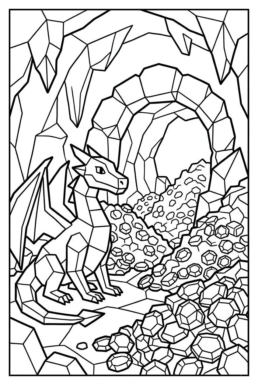 Low Poly Medieval Coloring Pages | 50 Relaxing Printable PDFs