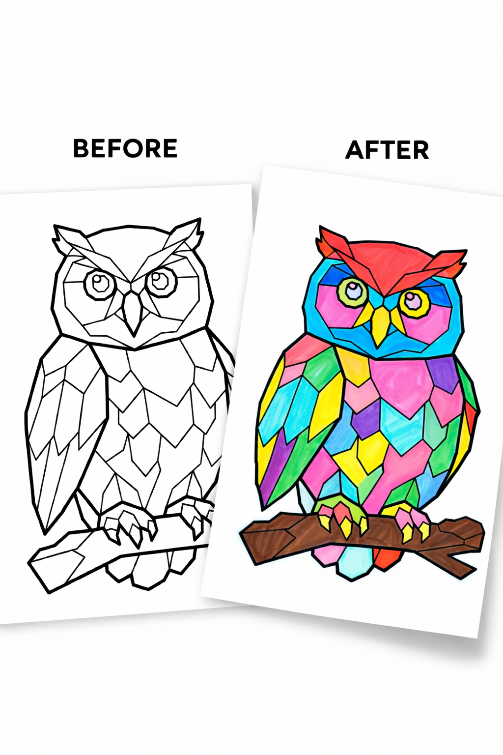 Low Poly Coloring Pages | 50 Geometric Animal PDF Printables for Kids