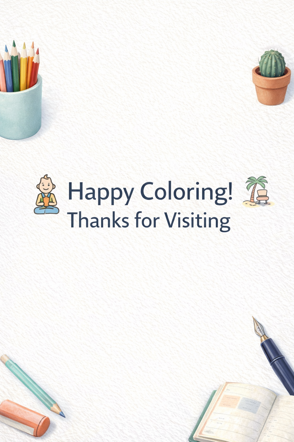 Cozy Coloring Kawaii Desk PDF | Stress-Relief for Your Workspace