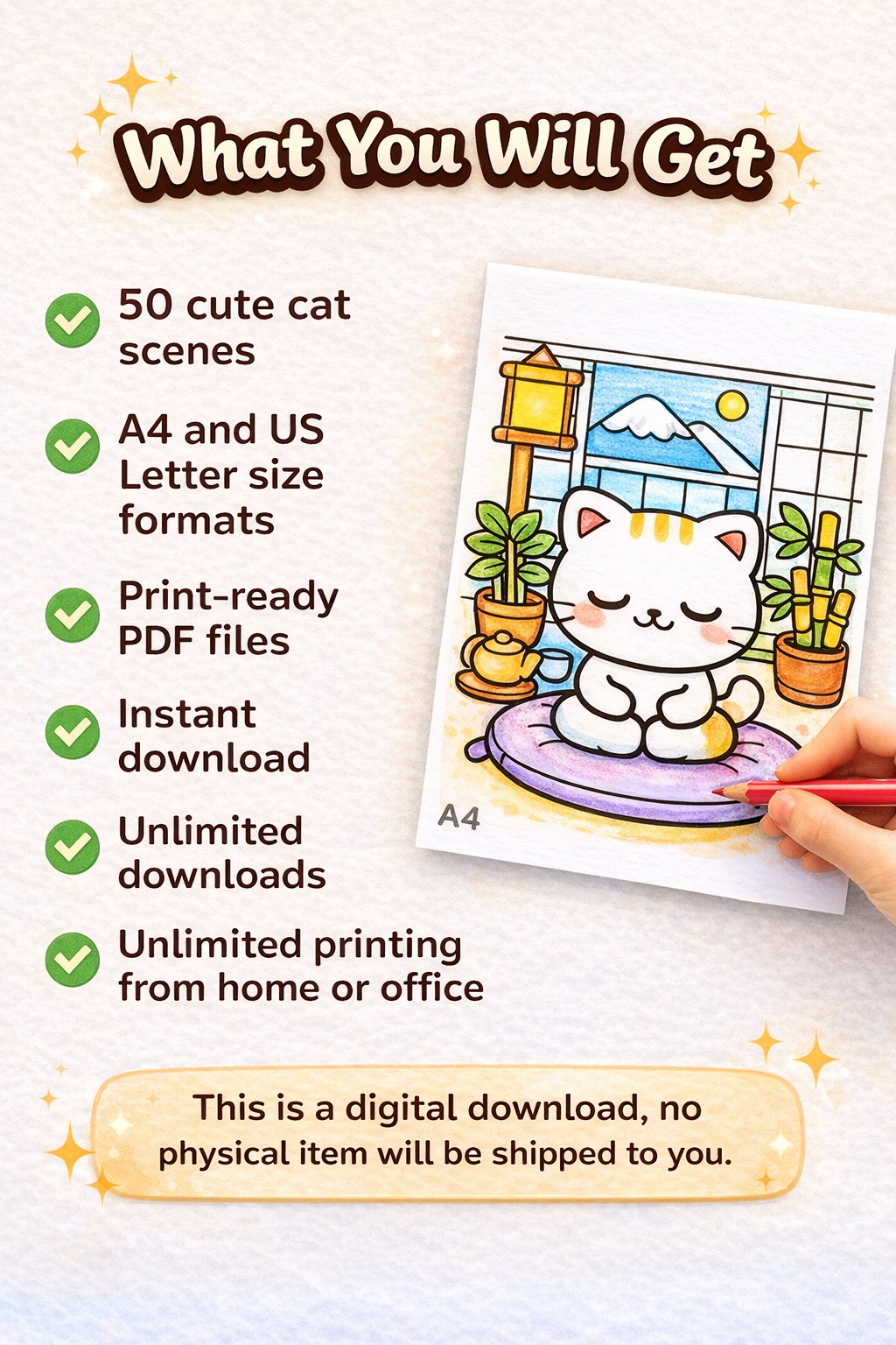 Cute Cat Cozy Coloring Pages | 50 Relaxing Printable PDF
