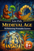 Low Poly Medieval Coloring Pages | 50 Relaxing Printable PDFs
