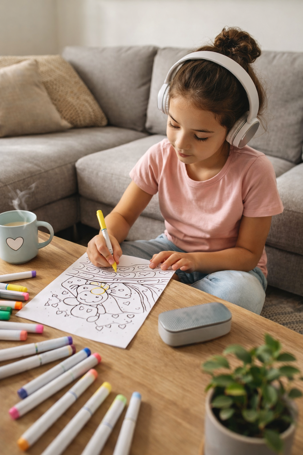 Cozy Coloring Pages for Stress-Relief | 25 Kawaii Self Care PDF Printables